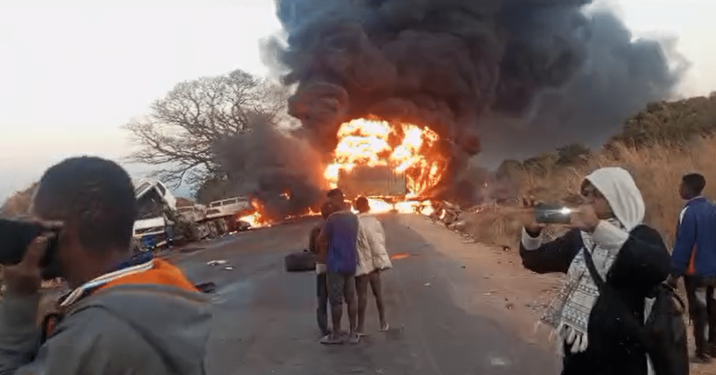 Blazing truck collision brings Copperbelt traffic to a standstill.png