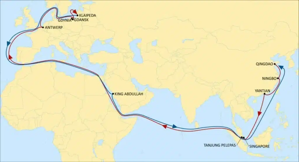 Shipping Route From China To UK