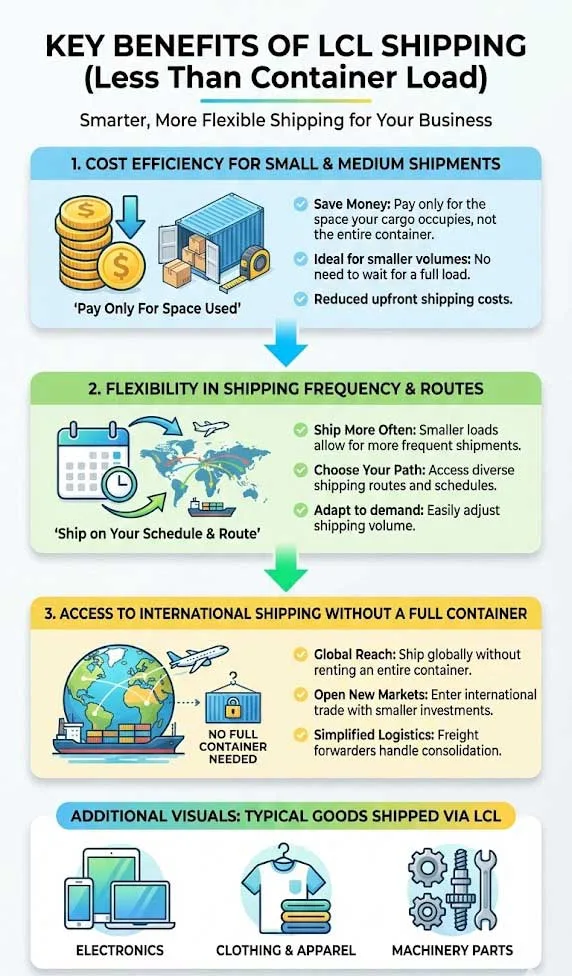 Key benefits of LCL shipping include