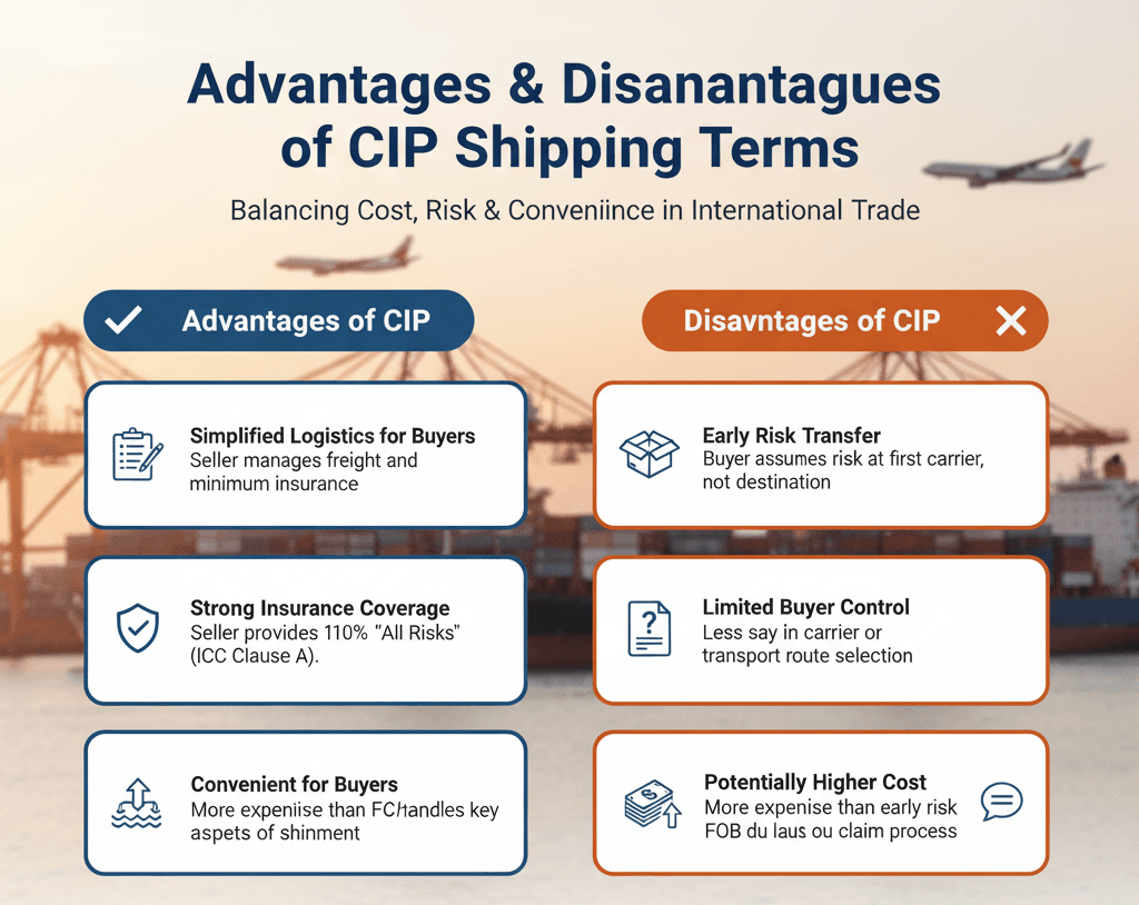Advantages & Disadvantages of CIP Shipping Terms