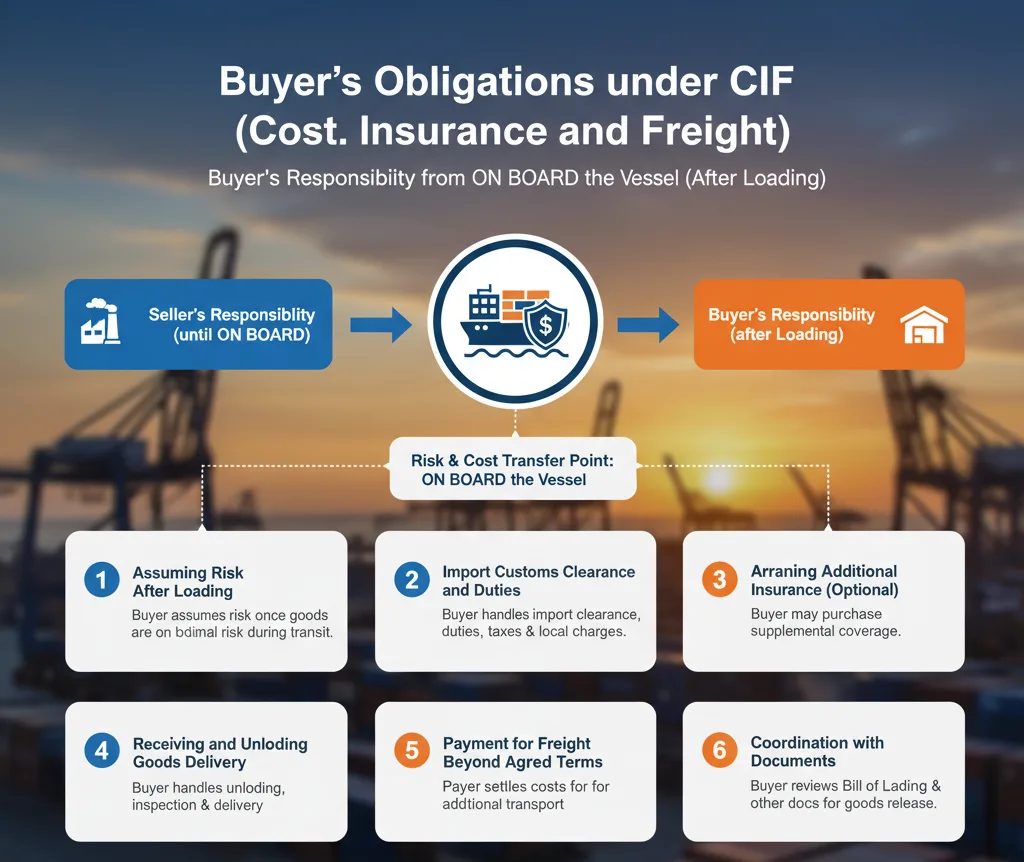 Buyer’s Obligations under CIF (Cost, Insurance and Freight)