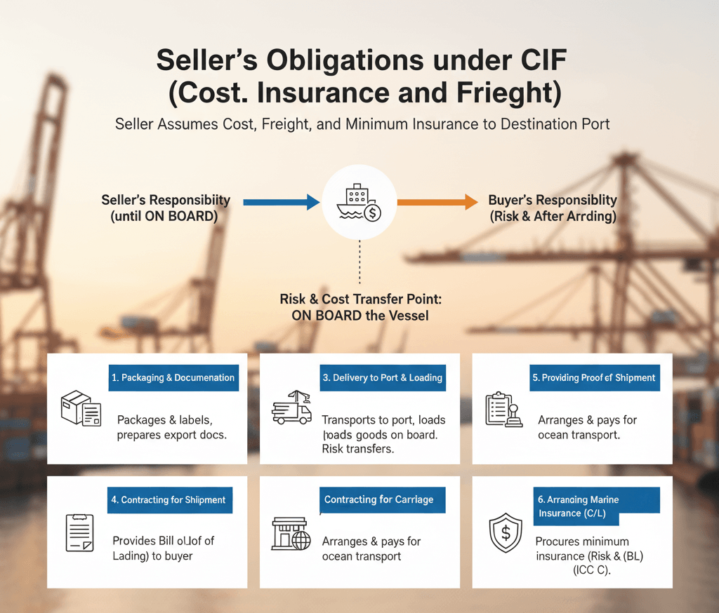 Seller’s Obligations under CIF (Cost, Insurance and Freight)