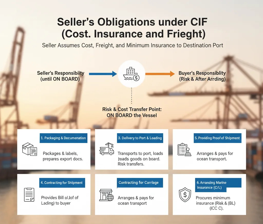 Seller’s Obligations under CIF (Cost, Insurance and Freight)