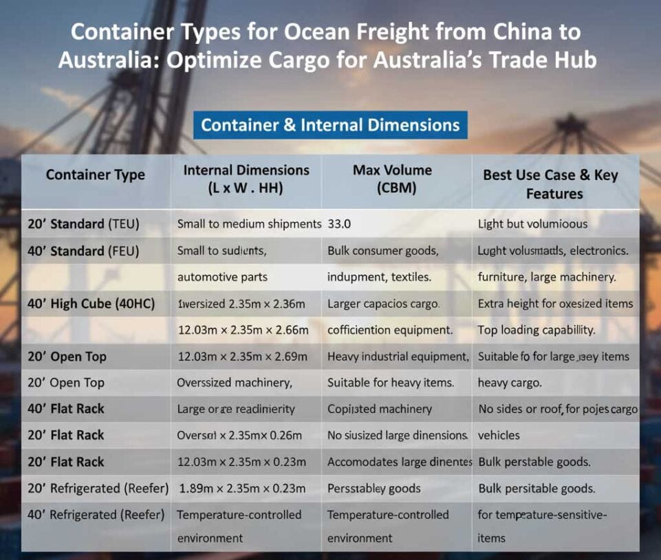 Container Types for Ocean Freight from China to Australia