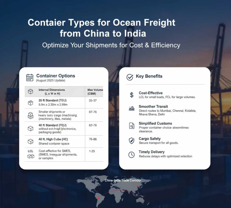 Container Types for Ocean Freight from China to India