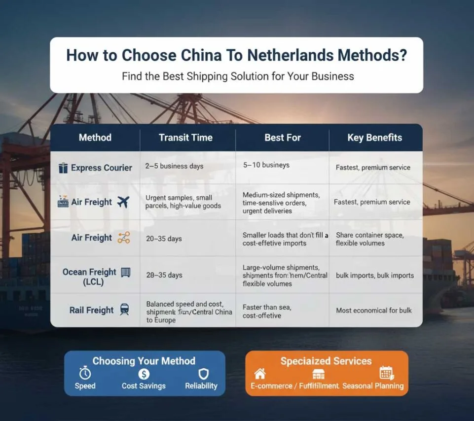 How to Choose China To Netherlands Shipping Methods?
