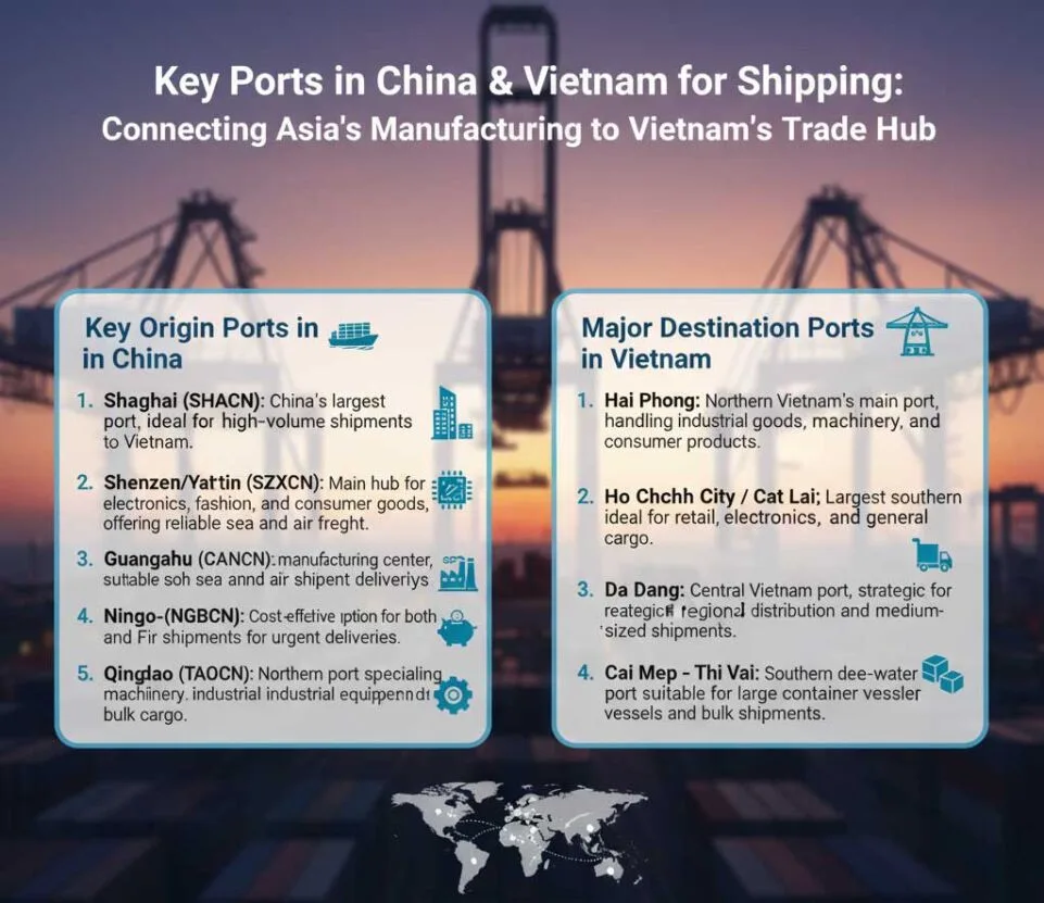 Key Ports in China and  Vietnam for Shipping