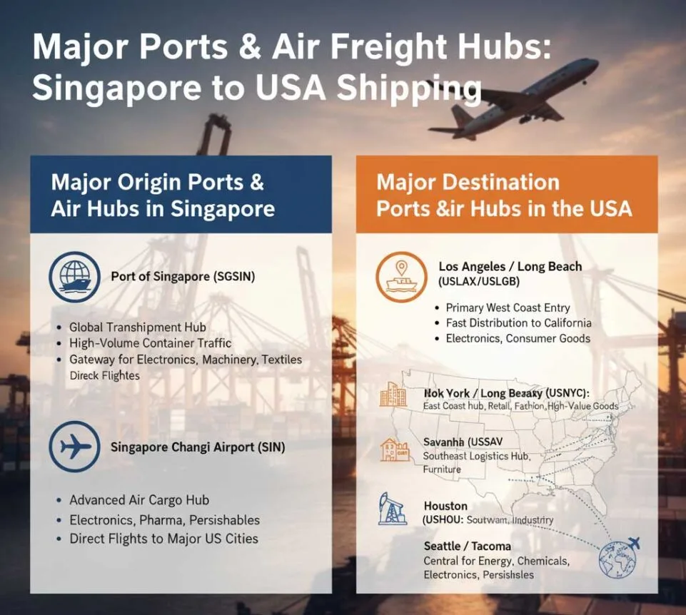Key Ports in Singapore and USA for Shipping