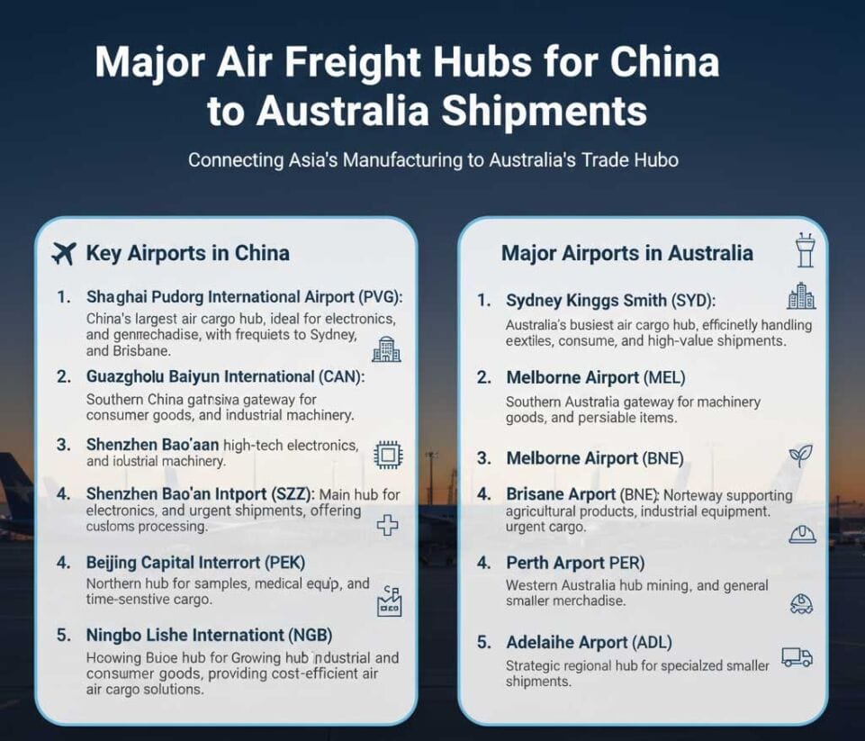 Major Air Freight Hubs for China to Australia Shipments