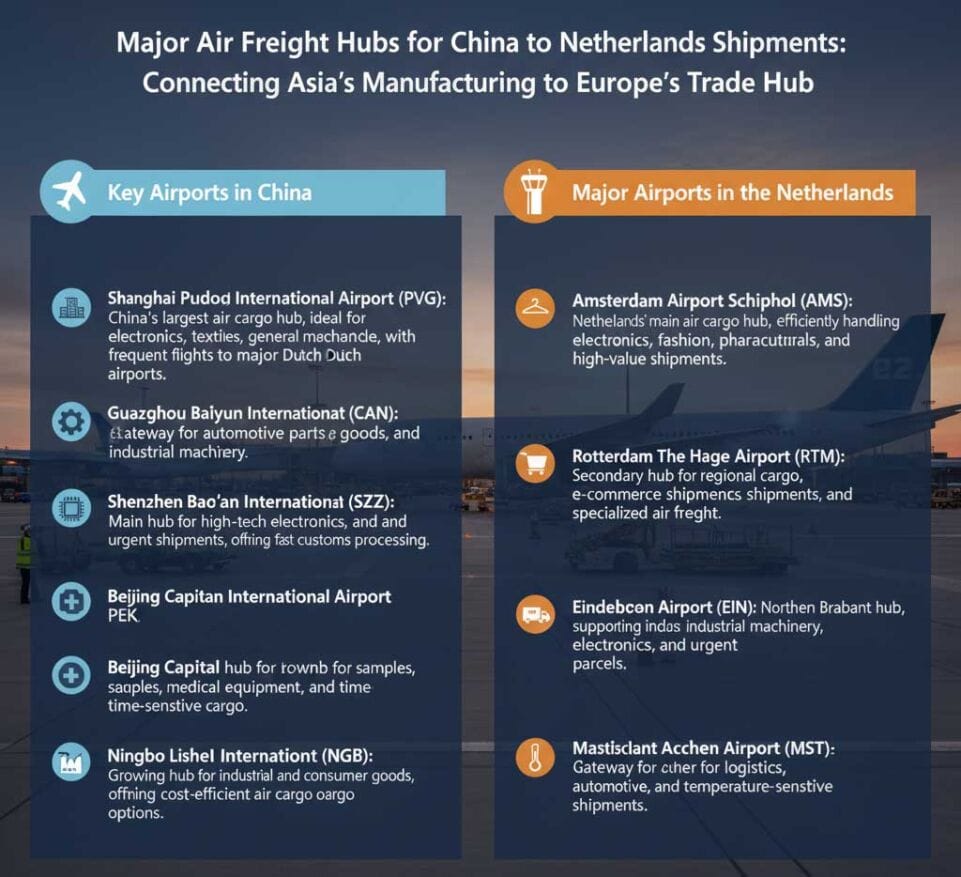 Major Air Freight Hubs for China to Netherlands Shipments