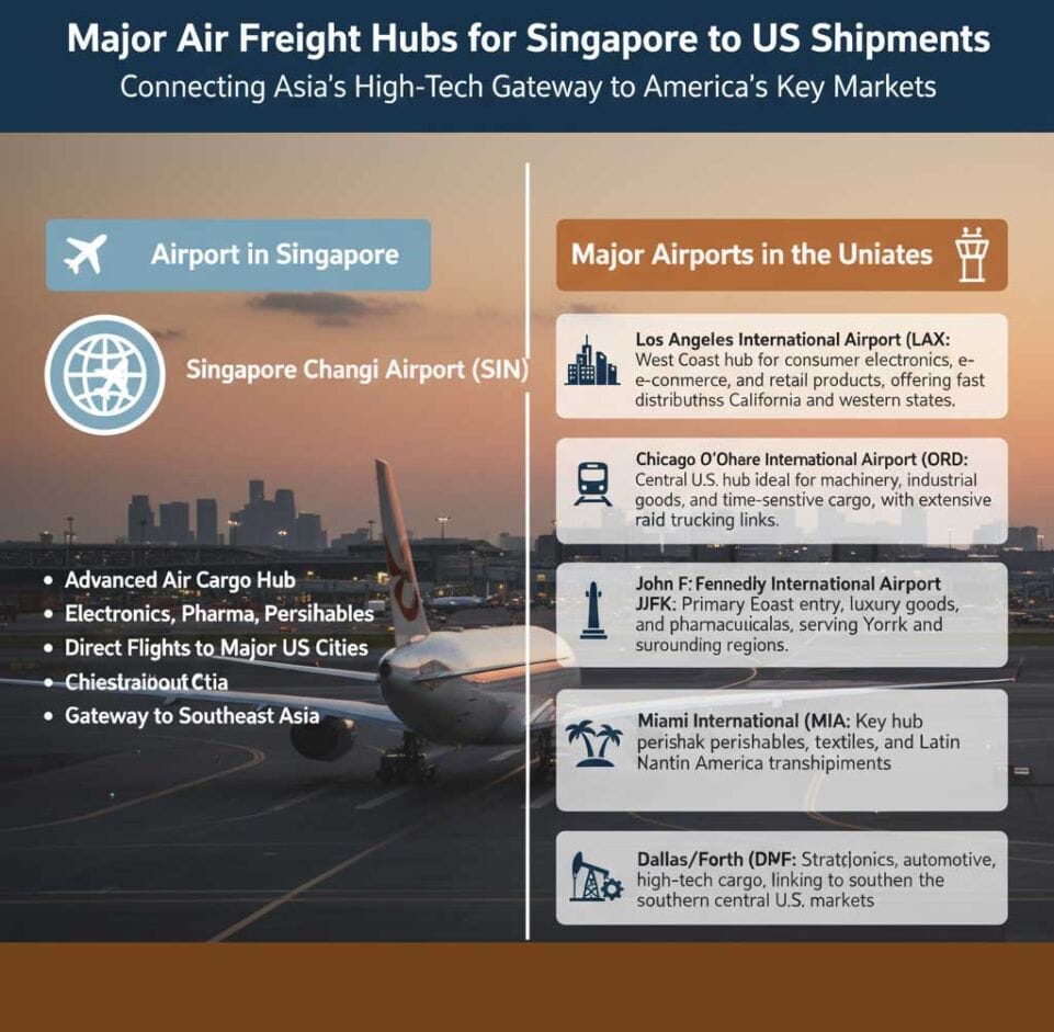 Major Air Freight Hubs for Singapore to US Shipments