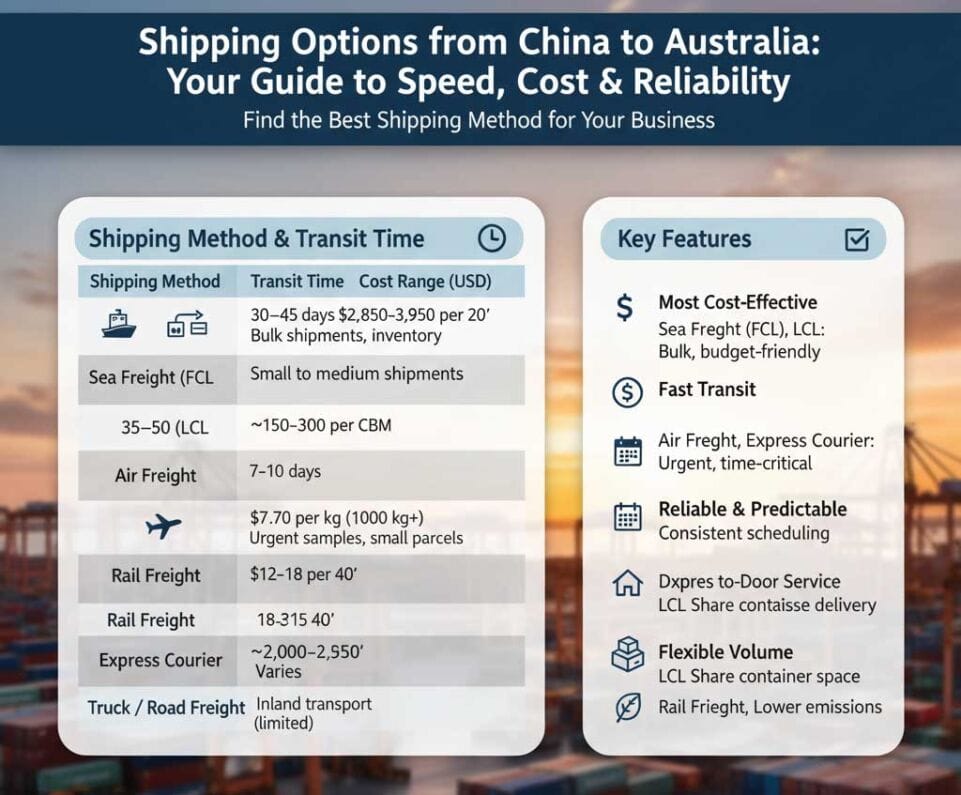 Shipping Options from China to Australia