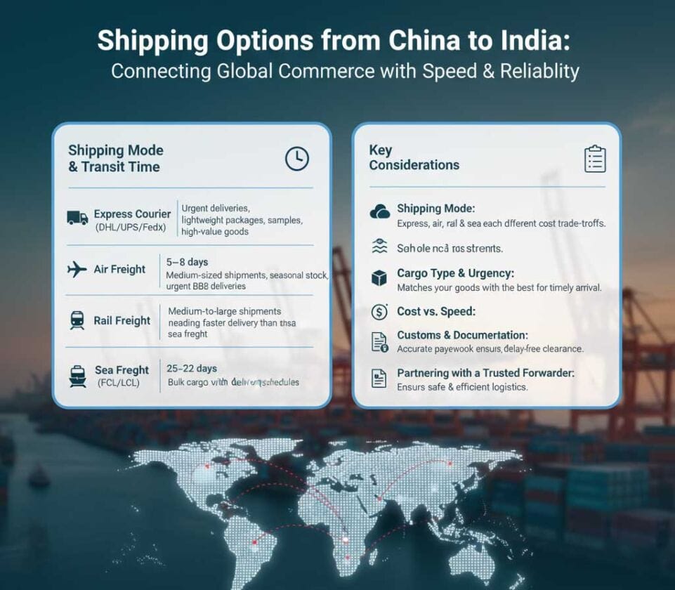 Shipping Options from China to India