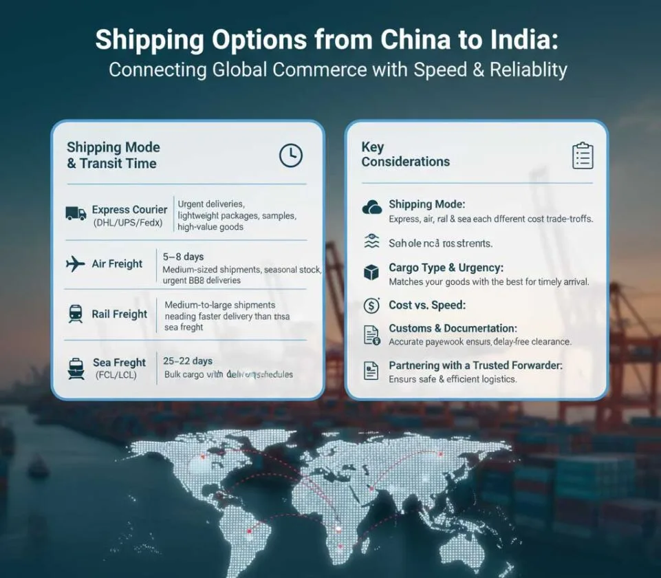 Shipping Options from China to India