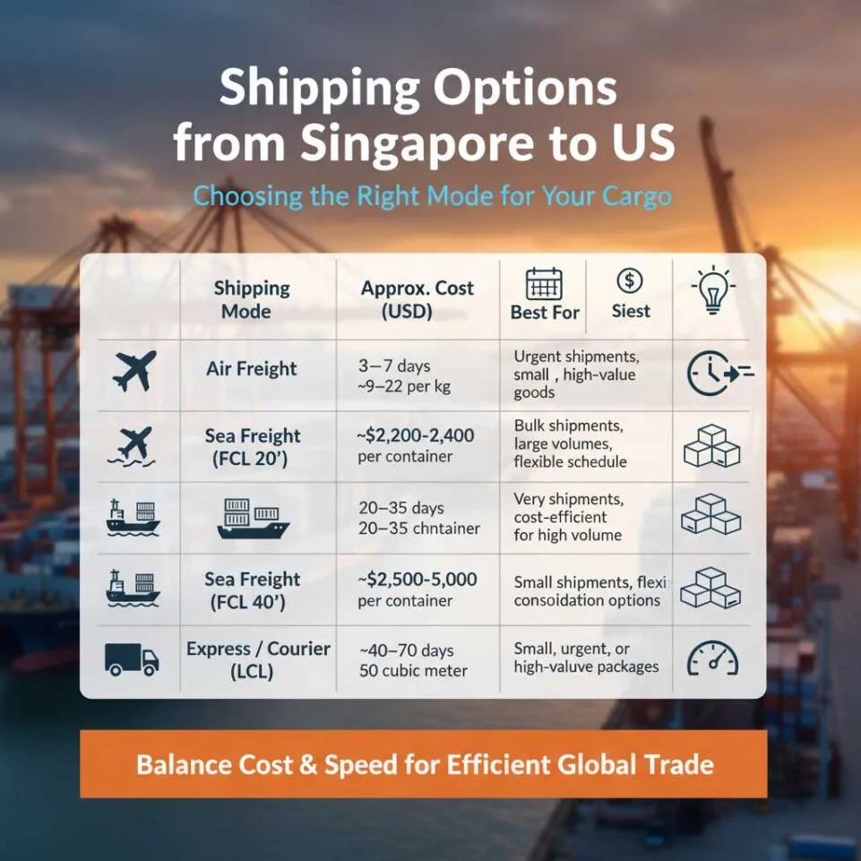 Shipping Options from Singapore  to US