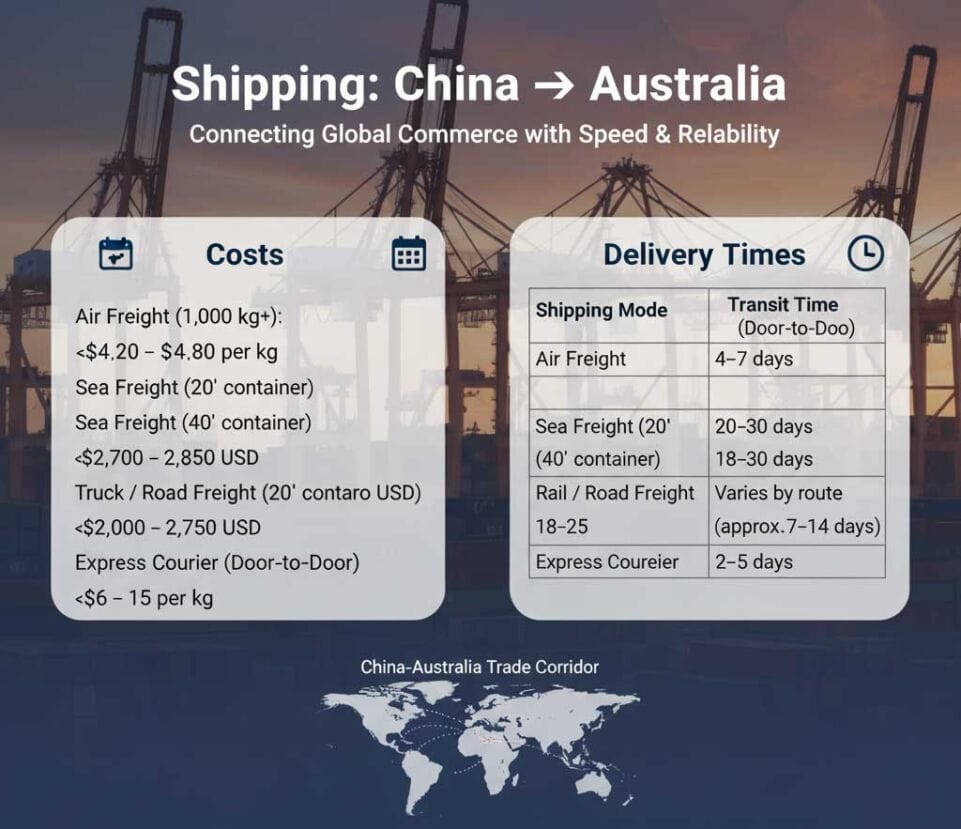 Shipping from China to Australia