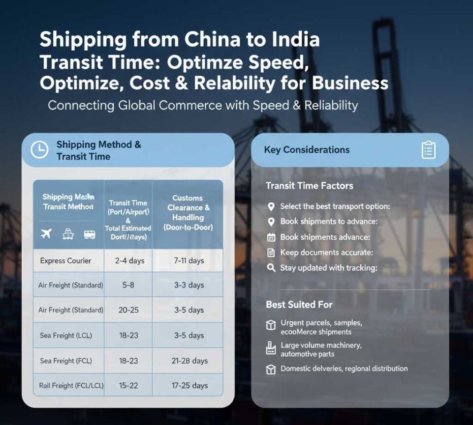 Shipping from China to India Transit Time
