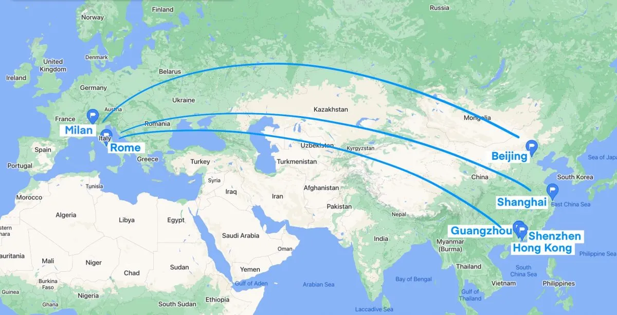 Shipping from China to Italy