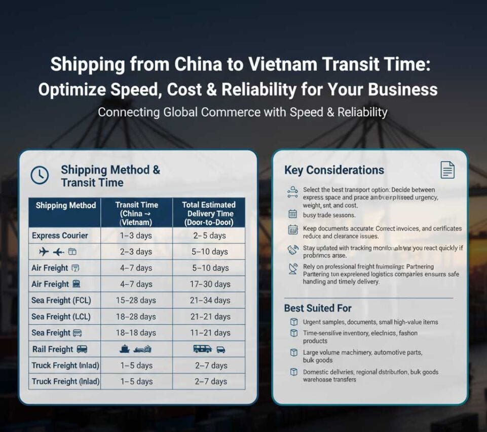 Shipping from China to Vietnam Transit Time