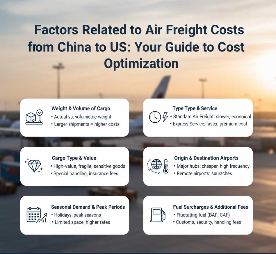 What factors are related to air freight costs from China to Us?