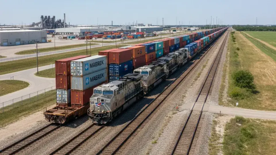 Main Intermodal Rail Routes from US West Coast