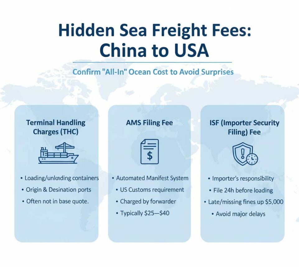 Sea Freight Hidden Fees (THC, AMS Filing, ISF Fee)