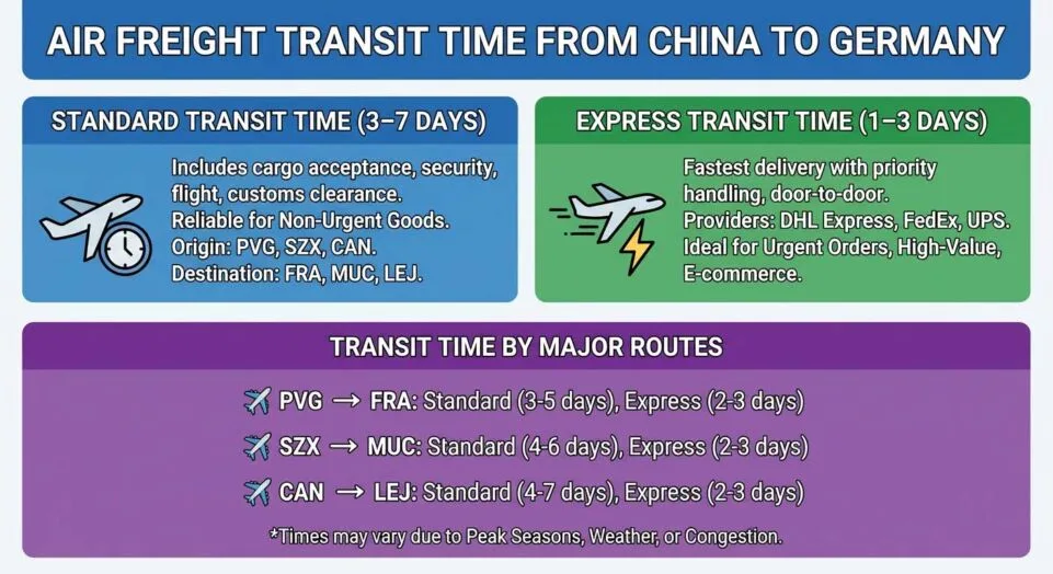  Air Freight Transit Time from China to Germany