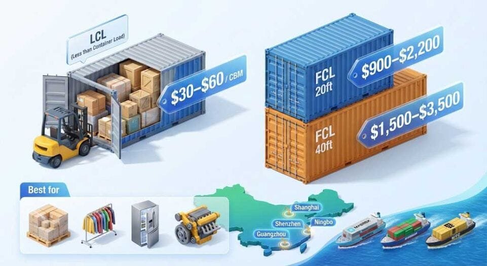 Average Cost for Air, Sea, and Express Shipping