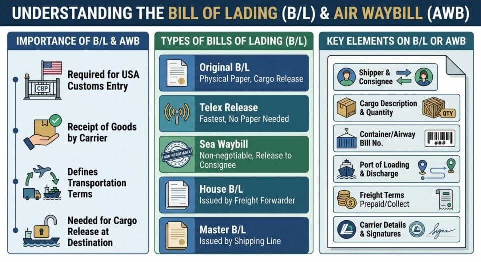 Bill of Lading  or Air Waybill