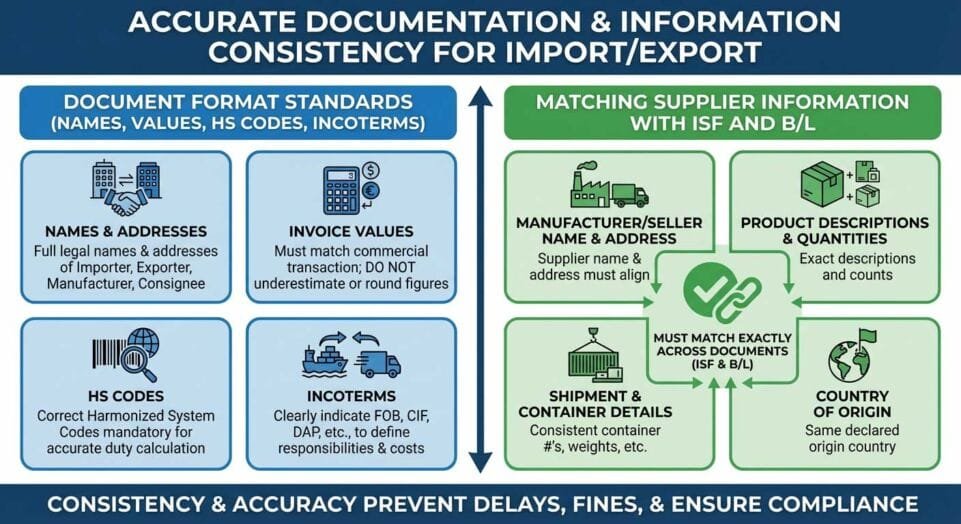 Document Format Standards (Names, Values, HS Codes, Incoterms)