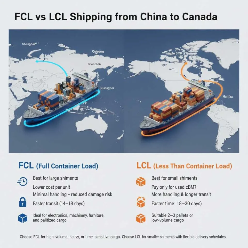 FCL vs LCL Shipping from China to Canada