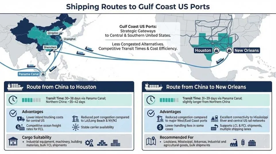 Shipping Routes to Gulf Coast US Ports