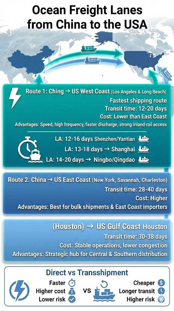 Shipping Routes to West Coast US Ports