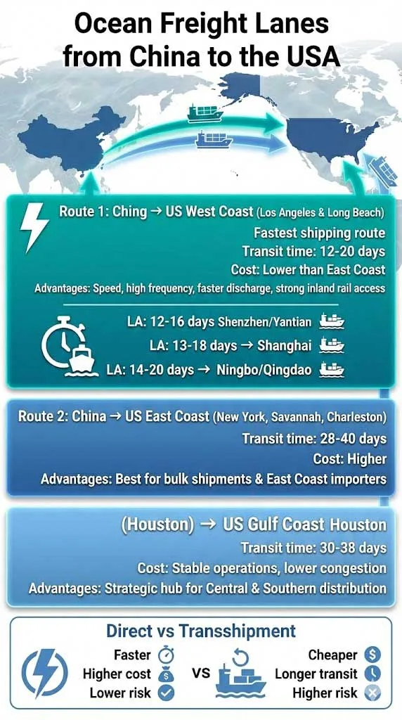 Shipping Routes to West Coast US Ports