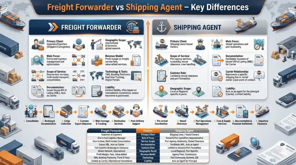 Understanding the Core Definitions Freight Forwarder vs Shipping Agent