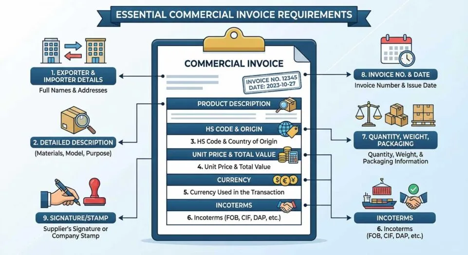What the Commercial Invoice must include