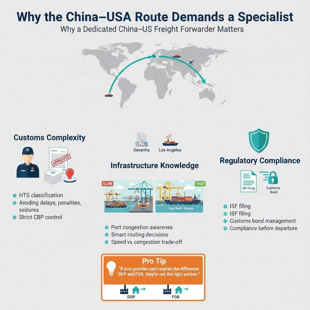 Why the China-USA Route Demands a Specialist